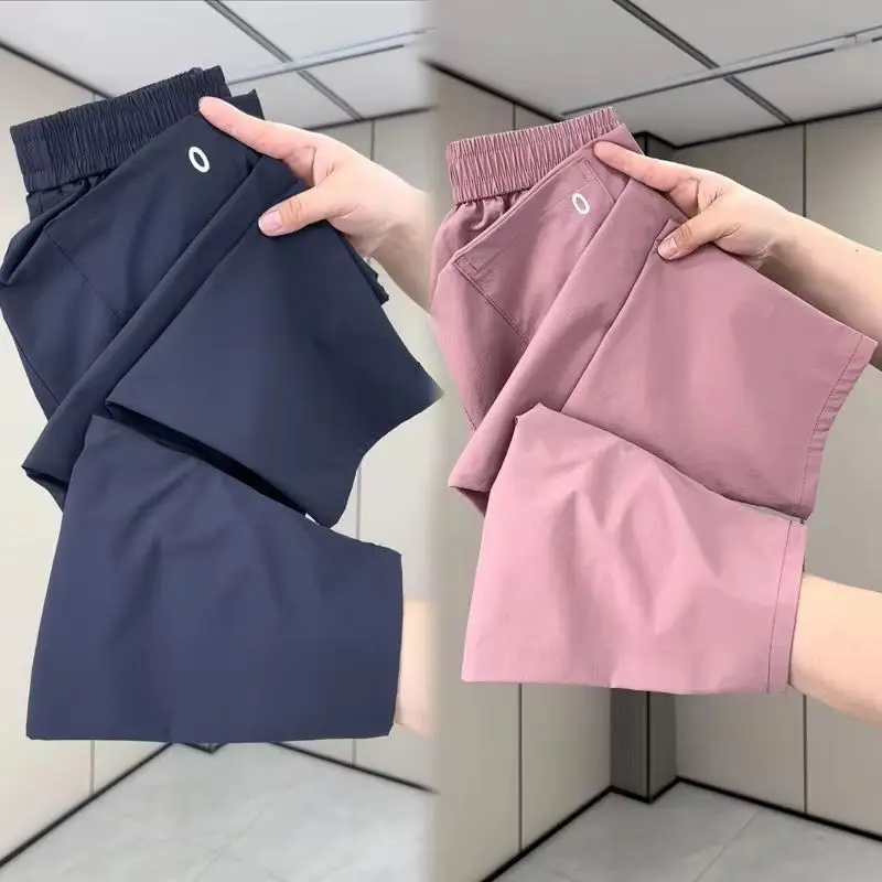 New 2025 Quick Drying Casual Pants Women Summer Slim Straight Leg Pants Thin Style Haren Pants Ladies Casual Trouser Female