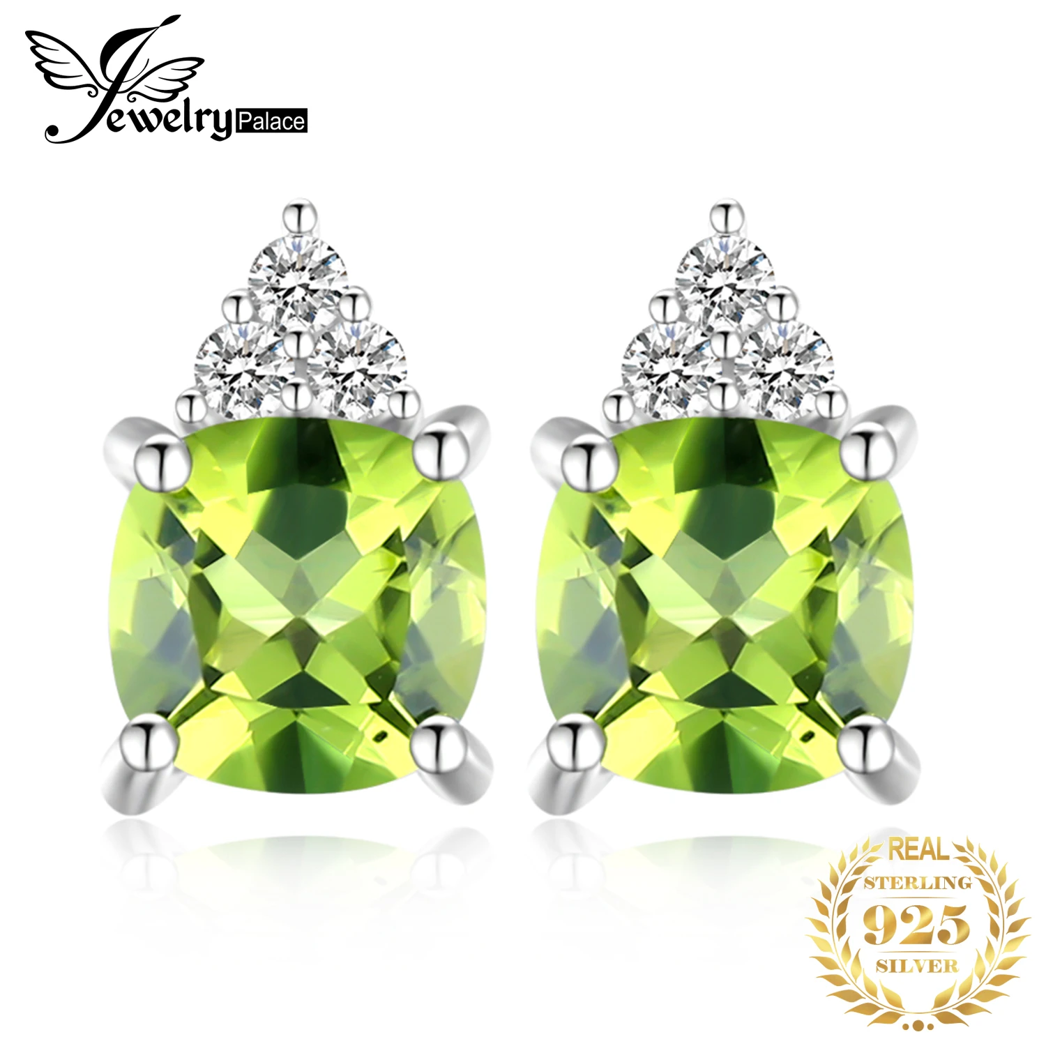 

JewelryPalace 1.3ct Natural Peridot 925 Sterling Silver Stud Earrings for Women Fashion Green Gemstone Jewelry Birthday Gift