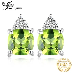 JewelryPalace 1.3ct Natural Peridot 925 Sterling Silver Stud Earrings for Women Fashion Green Gemstone Jewelry Birthday Gift