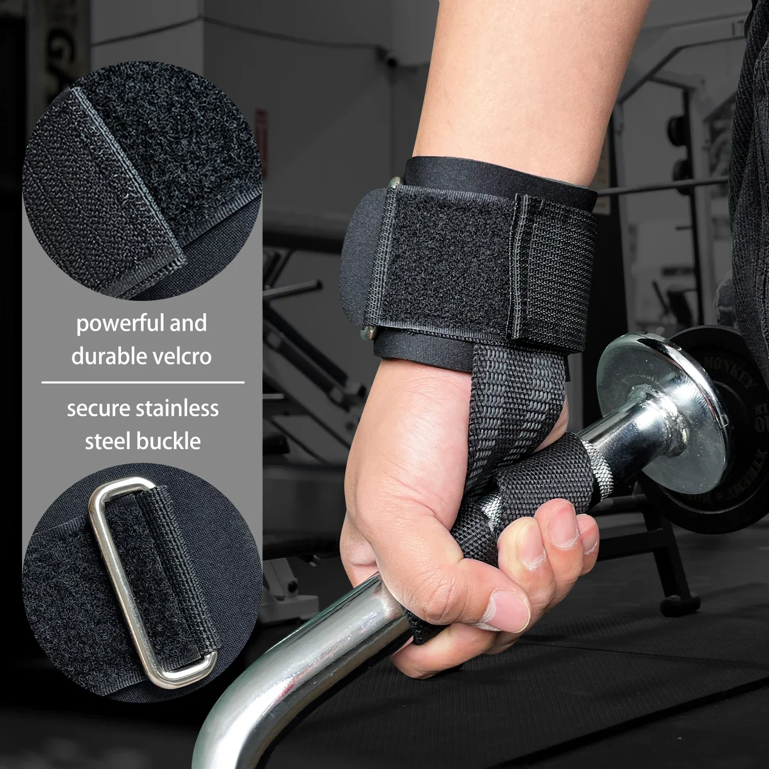 أحزمة معصم لرفع الأثقال مع حزام دعم المعصم، أغطية معصم لرفع الأثقال من القطن غير قابلة للانزلاق والمبطنة، رفع صالات الألعاب الرياضية #3