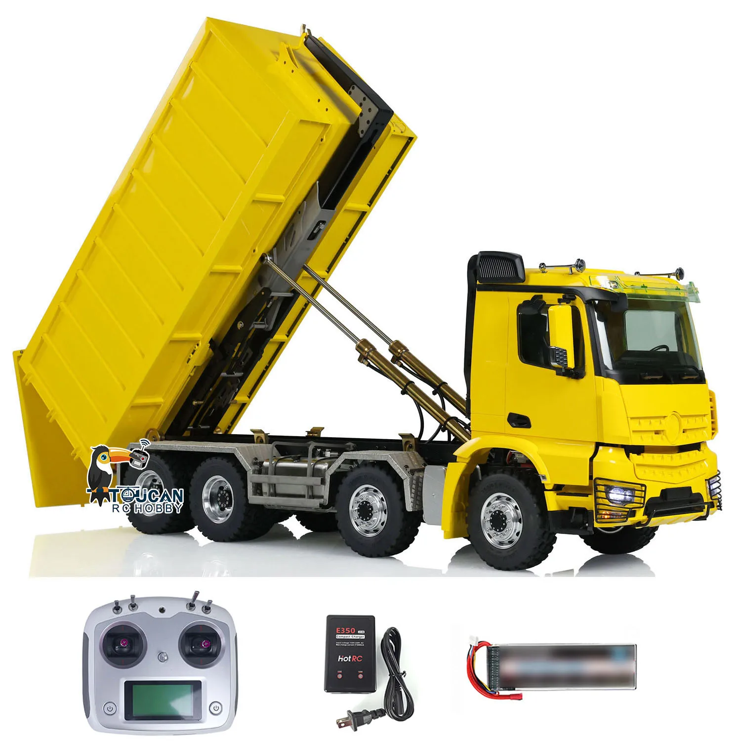 Toys 8x8 LESU 1/14 Hydraulic RC Dump Truck Roll On/Off Metal Waste Bin Tipper Remote Control Painted Finished Cars THZH1755