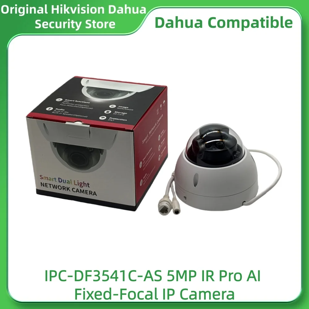 داهوا متوافق مع IPC-DF3541C-AS 5MP IR Pro AI كاميرا IP ثابتة البؤرة المدمج في هيئة التصنيع العسكري ومكبر الصوت فتحة بطاقة SD الصغيرة PoE IP67 IK10 #4