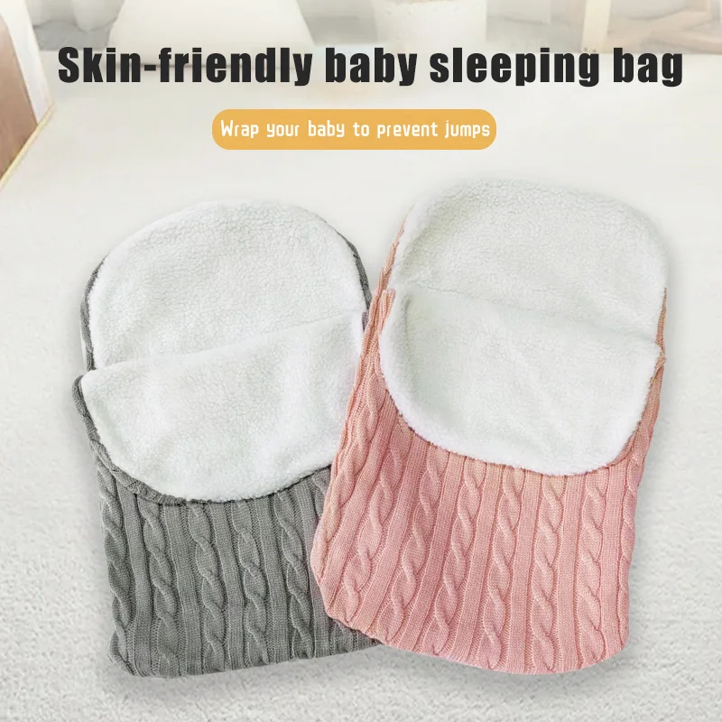 

Newborn Baby Winter Stroller Wrap Blanket Footmuff Thick Warm Knit Crochet Swaddle Sleeping Bags Toddler Little Baby Sleep Sack