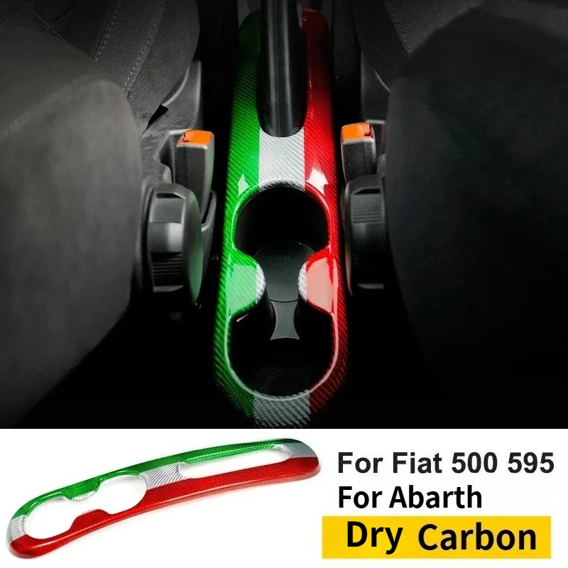 

For Fiat 500 595 For Abarth Real Dry Carbon Fiber 2016+ Gear Shift Panel Cover Decorative Sticker Modification Accessories