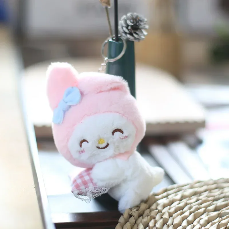 New Sanrio Cinnamoroll Keychain Kuromi Melody Keyring Children Plush Toys Pompom Purin Keychains Pendant Key Chain Women Gift