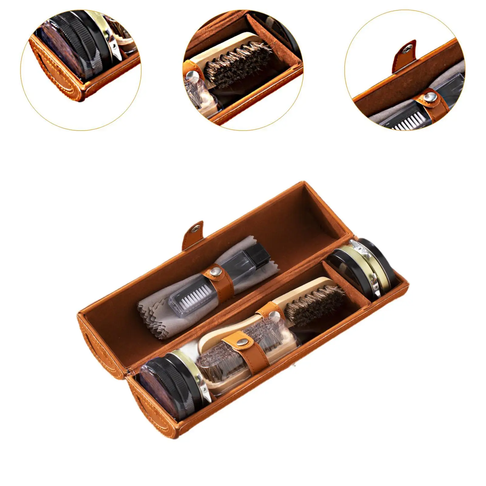 Portable Leather Shoe Care Cleaner Kit Shoe Shine Box with Brushes and Polishes for Men’s Boots Home or Travel Use Portable Leather Shoe Care Cleaner Kit Shoe Shine Box with Brushes and Polishes for Men’s Boots Home or Travel Use