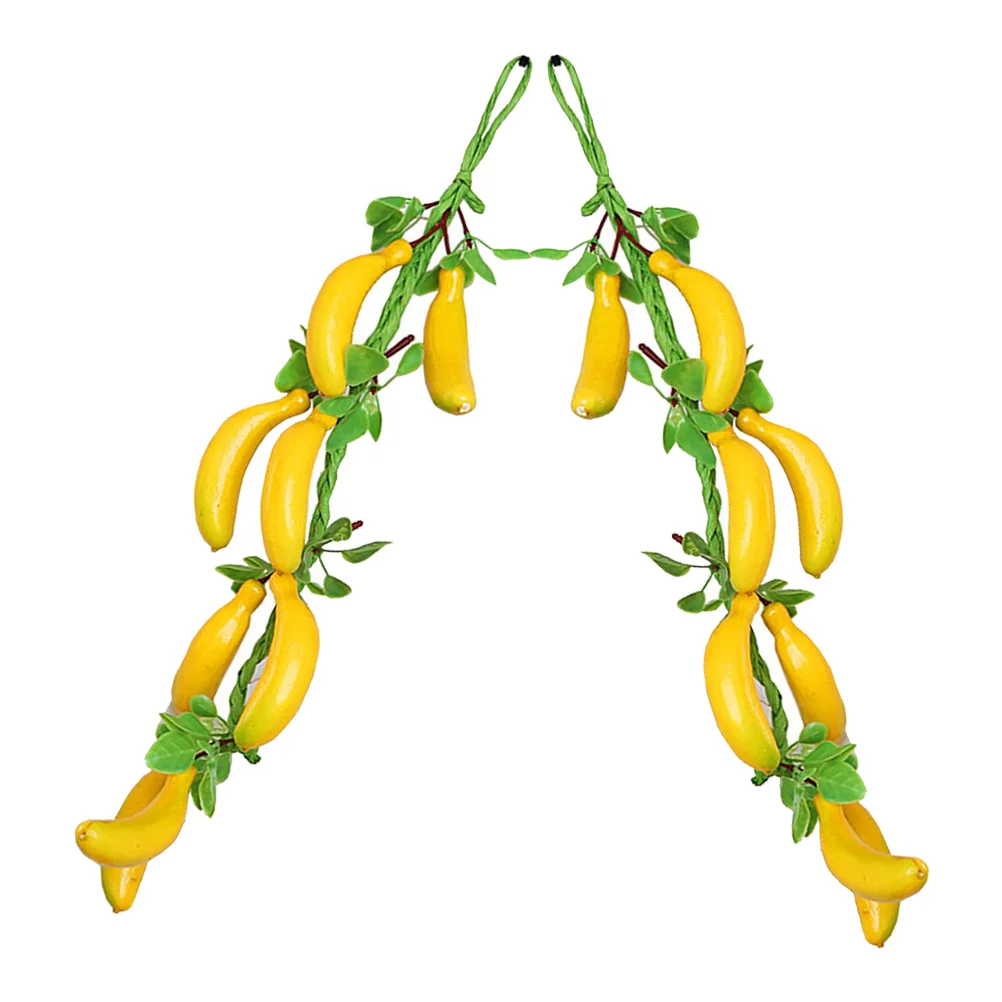 

2 Pcs Banana Simulation Artificial Simulated Ornament Hanging Green Hanger Home Decor Fruit