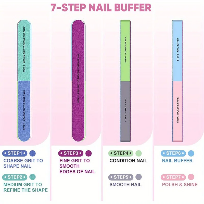 10/15-teiliges professionelles Nagelkunst-Set mit 100/180er Körnung Feilen, Polierschwamm, Schere, Nagelhautzangen, Nagelhautschiebern und Gel-Polierwerkzeugen – Detail 6