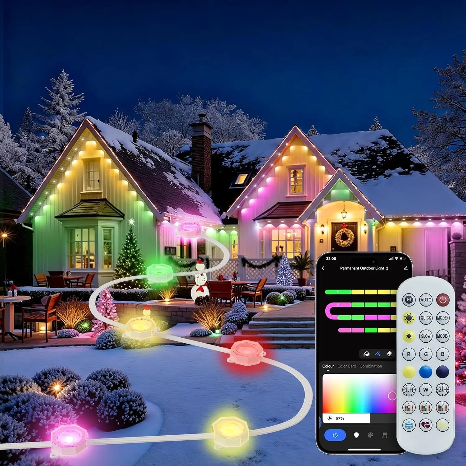 

Уличные гирлянды 30 метров, водонепроницаемые IP67, RGB+IC LED, совместимы с Alexa и Google Assistant