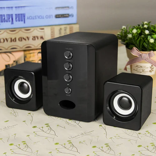 D-202 Altavoz con cable, combinación de altavoz para ordenador, reproductor de música estéreo bajo, caja de sonido Subwoofer para escritorio, portátil, Notebook y tableta