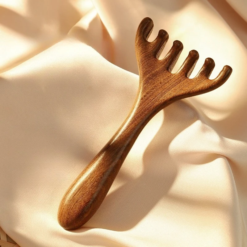 مشط طبيعي لتدليك ميريديان مضاد للكهرباء الساكنة بدون أقدام، مشط ذو أسنان واسعة للنساء والفتيات، شعر مجعد مستقيم