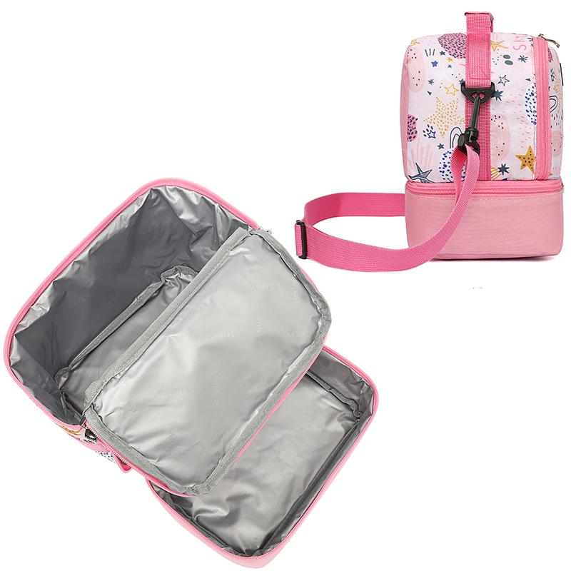 Printed lunch bag, double-layer insulation bag, freshness preservation bag, messenger bag, shoulder bag, handbag