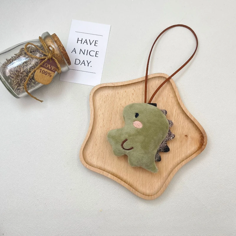 1pcs Cartoon Dinosaur Plush Doll Backpack Pendant with Name Sticker KeyChain Christmas Gifts for Boys and Girls 1pcs