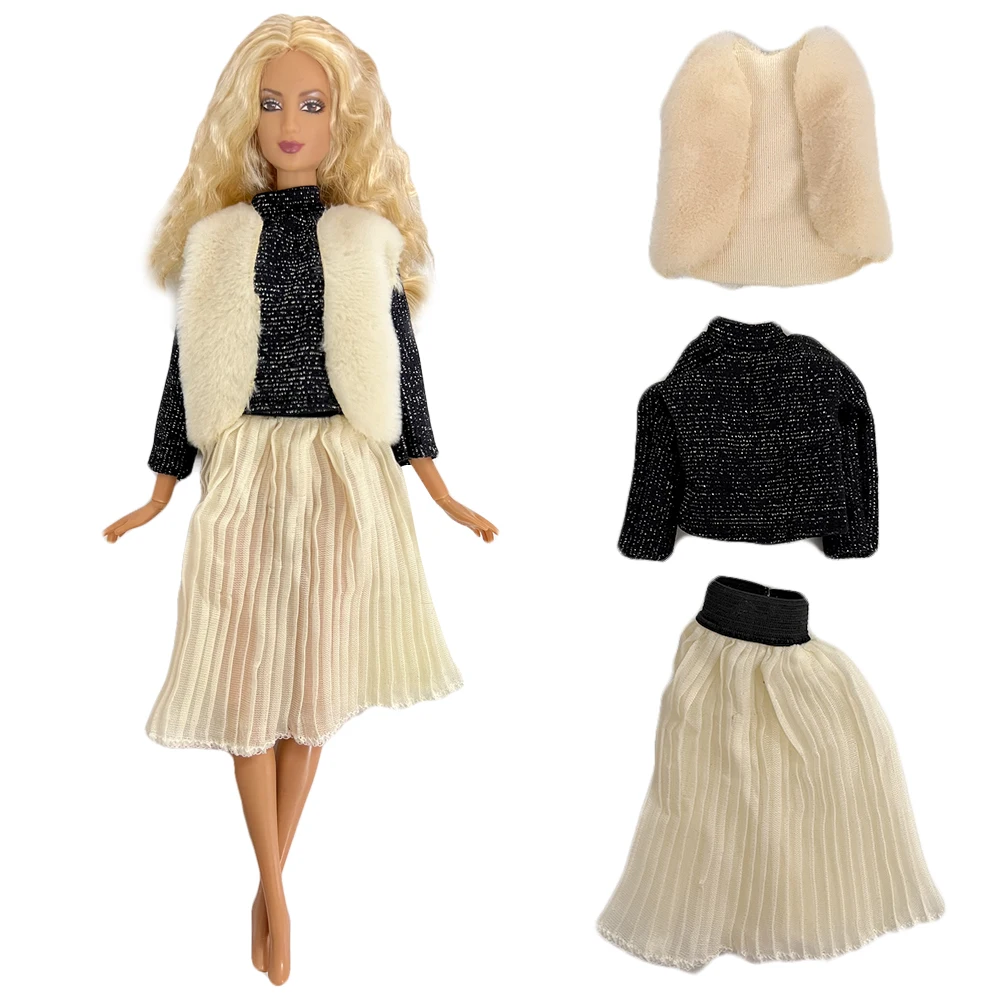 NK Official Fashion Outfit  Coat+Black Shirt+ Lace Skirt  for Barbie Doll Blyth  FR SD Kurhn BJD 1/6  Doll Clothes Accessories