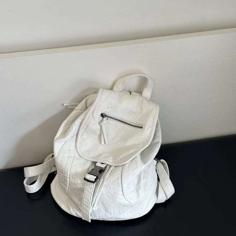 2024 New Women All Match Simple Backpack Korean Y2k Aesthetic Fashion Solid Schoolbags Vintage Casual Students Backpacks Trendy
