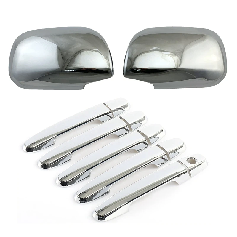 ABS Chrome Side Wing Mirror Door Handle Cover For Toyota RAV4 2009-2012 Trim Rear View Molding