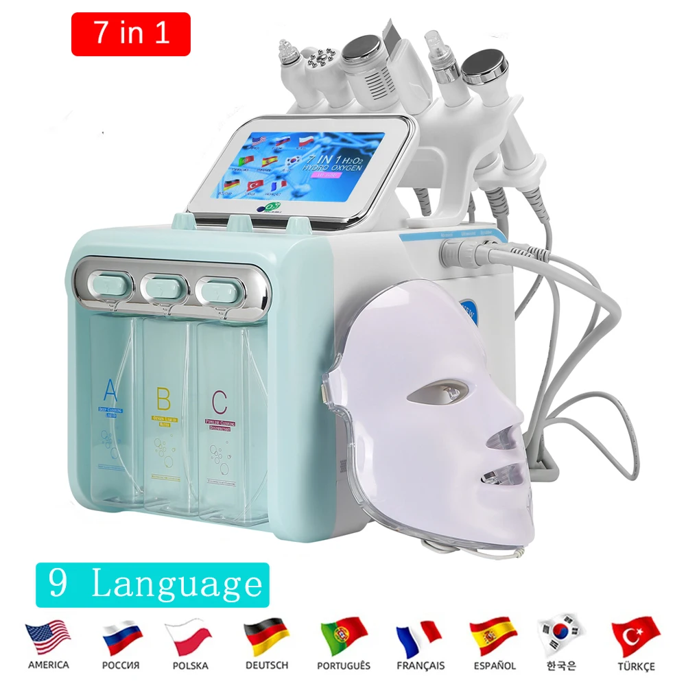 New 7 in 1 Hydrogen Oxygen Dermabrasion Machine Aqua Peel Beauty Facial Device Deep Cleansing Lifting Tightening Skin Care SPA