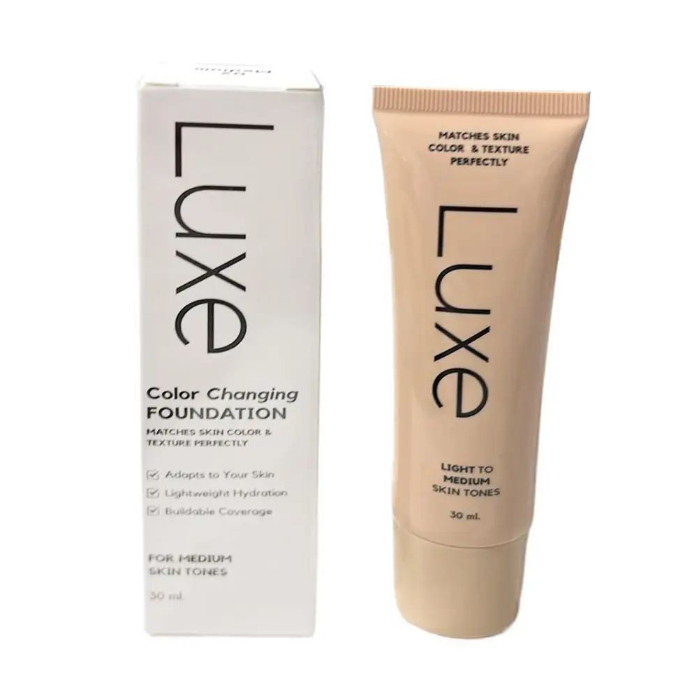 Luxe Color Changing Foundation 30ml,Light Medium Dark Natural Skin Tone Matching Foundation,Lasting Full Cover Liquid Concealer