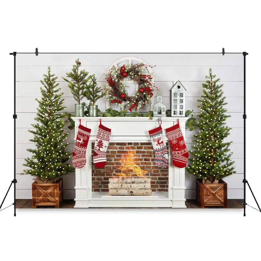 Winter Christmas Atmosphere Windows Photography Background Merry Christmas Glow Christmas Little Photo Studio Backdrops AG-19
