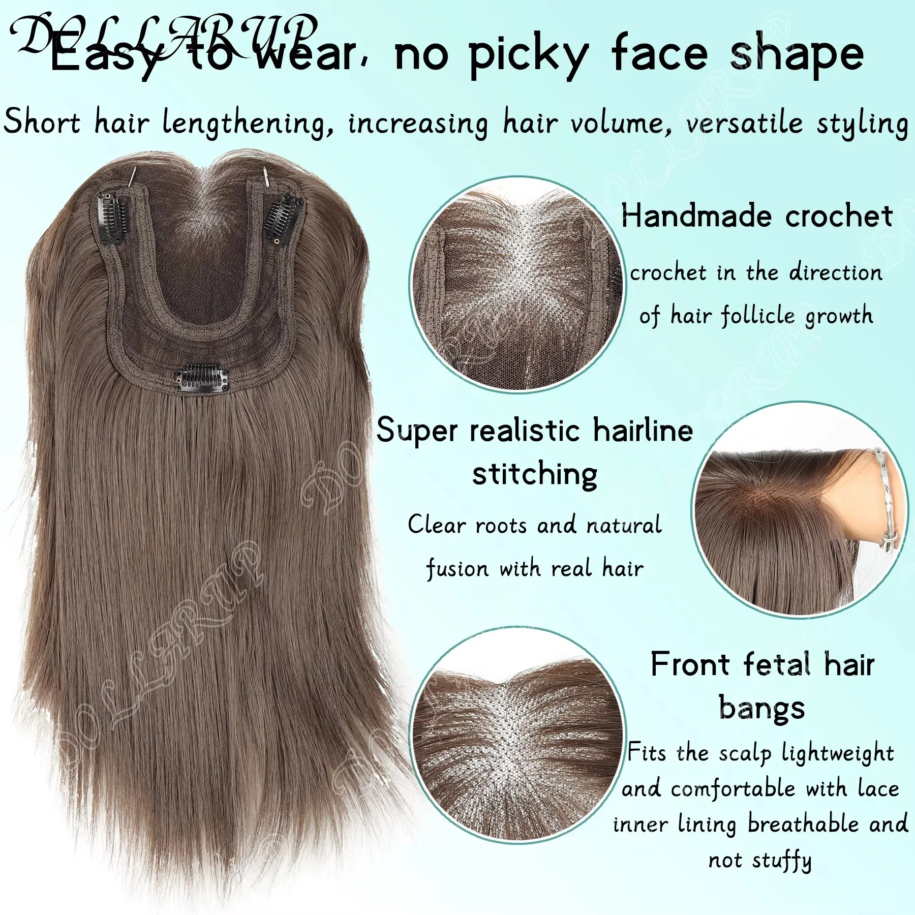 JKL الشعر توبر 4 بوصة القبعات العالية للنساء مع مشبك شعر ترقق في قطع الشعر لتساقط الشعر الاصطناعية القبعات العالية مع حظر #3