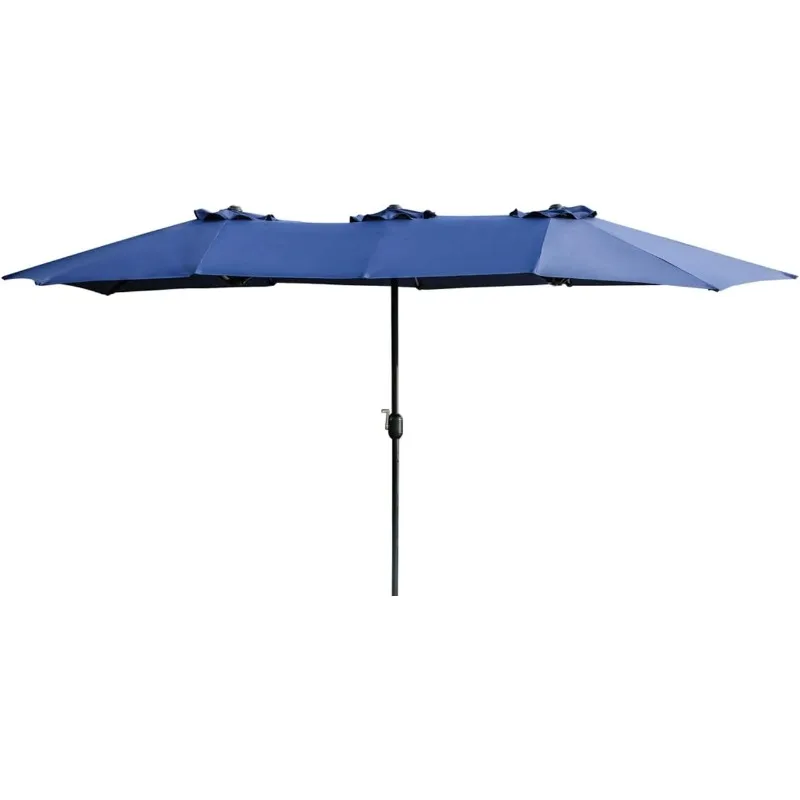 

LOKATSE HOME Ft Double Sided Outdoor Umbrella Rectangular Large with Crank for Patio Shade Outside Deck or Pool, 15 feet, Blue