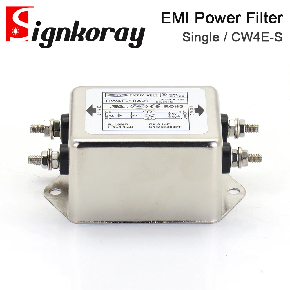 CANNY WELL Power EMI Filter CW4E-10A 20A 30A 40A-S Single Pole Filter Connector Single Phase 220V Purification Anti-jamming