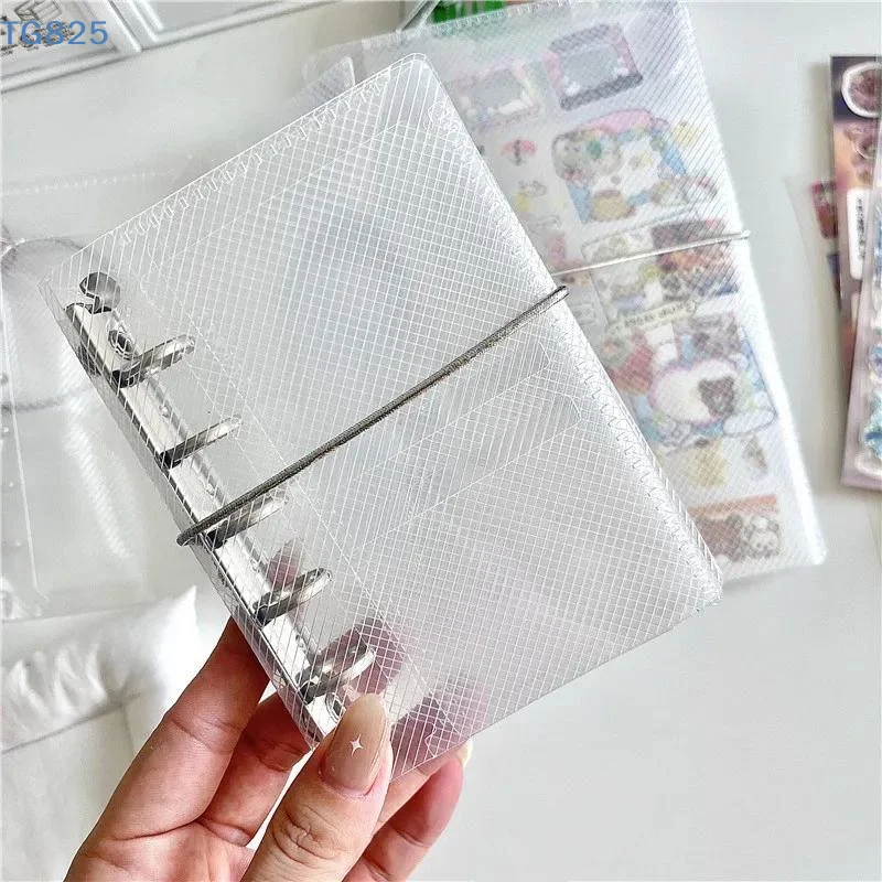 【AN】【SA】M5 A6 Diagonal PP Three Fold PP Loose Notebook Cover Mini Portable Sticker Small Card Photo Storage Ledger