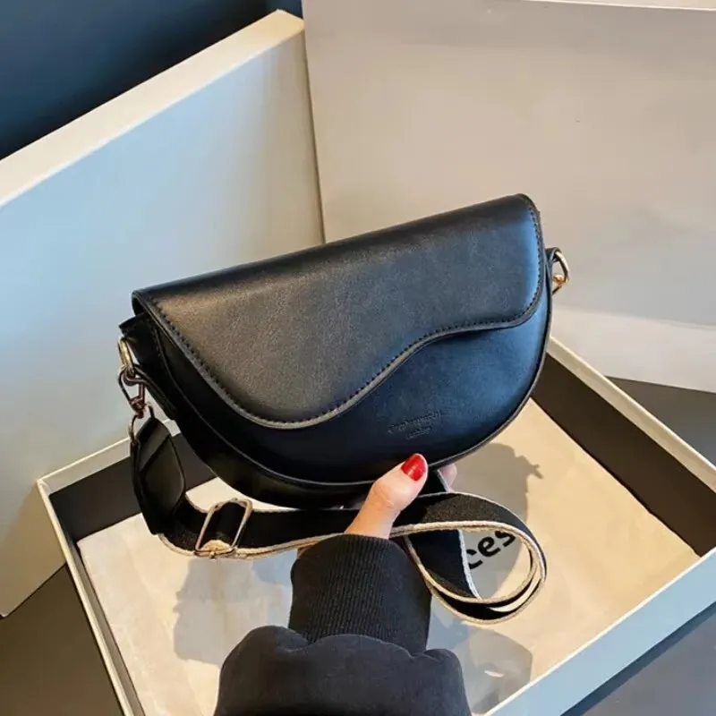 

Женская повседневная сумка через плечо из искусственной кожи, сумка-клатч, сумка-седло с двумя ремнями, ретро-стиль