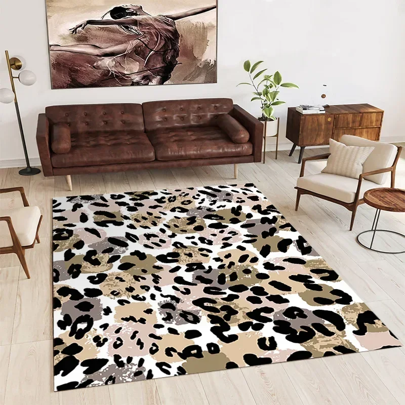 

Nordic Luxury Leopard Print Carpet for Living Room Home Decoration Bedroom Rug Large Size Non-slip Washable Mat Customizable