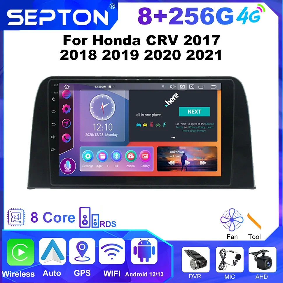 

SEPTON Android 2Din Car Radio CarPlay For Honda CRV 2017 2018 2019 2020 2021 Multimedia Player Navi GPS WIFI 4G Head Unit 2 Din