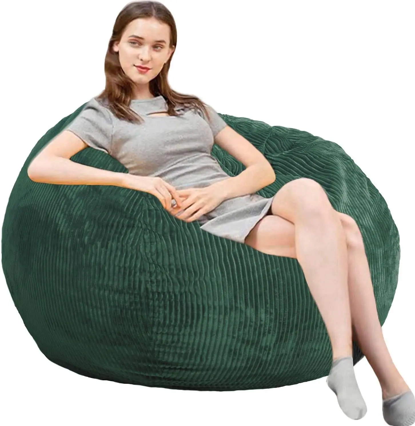 

Bean Bag Chair 3Ft Luxurious Faux Rabbit Fur Memory Foam Bean Bag Chairs for Adults/Teens with Filling,Ultra Soft Faux Fur Fabri