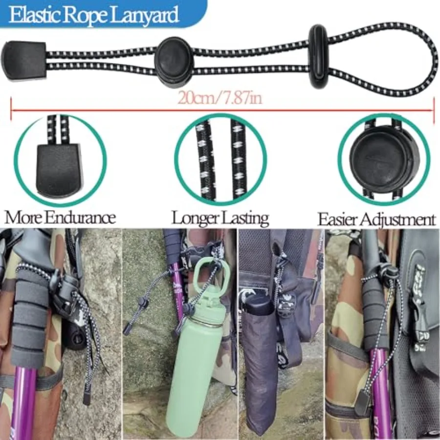 4 قطعة حقيبة الظهر عصا للمشي لمسافات طويلة حامل الأشرطة حبل مرن لأعمدة الرحلات مع 4 قطعة نصائح عمود الرحلات عصا التنزه و 2 #4