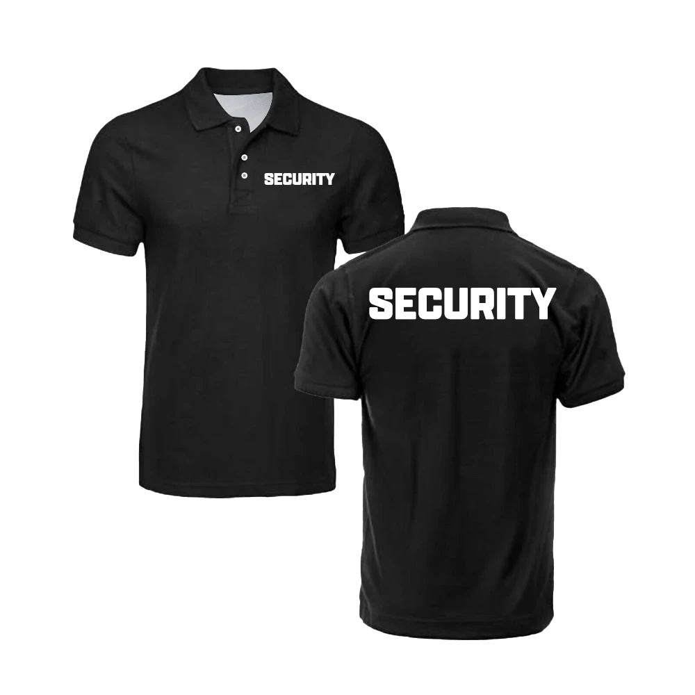 Classic Security Officer Men\'s Solid Color Custom Logo Polo Shirt Casual Polyester Lightweight Soft Work Uniform Bulk Tops