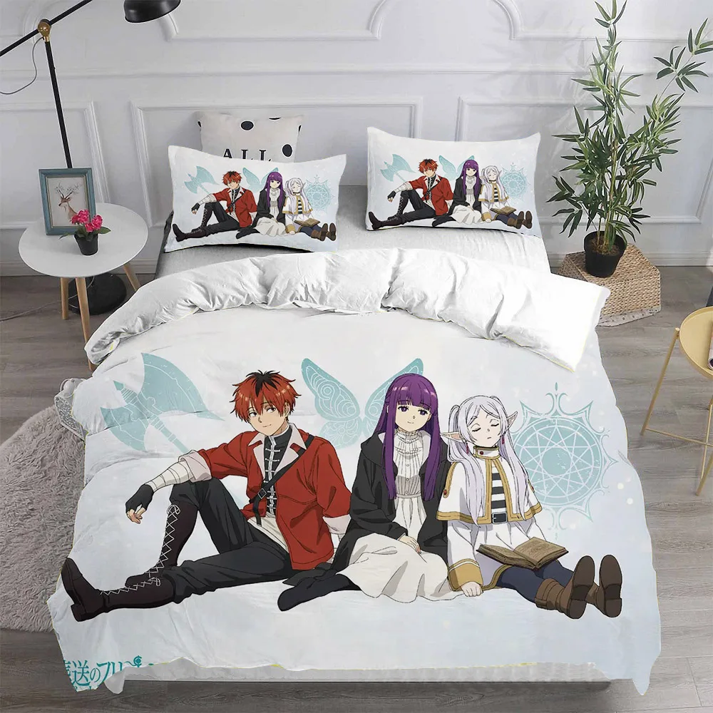 Anime Frieren At The Funeral Comforter Bedding Sets Quilt Bed Cover Duvet Cover Pillow Case 2-3 Pieces Sets Kids Adult Size