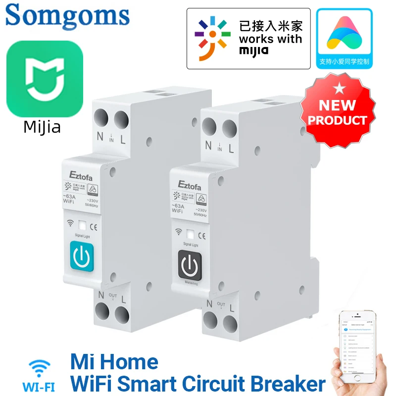 

Mijia Smart Rail Circuit Breaker WiFi DIN Guide On-off Device Mi Home APP Wireless Remote Control Work With Xiaoai Speaker Voice