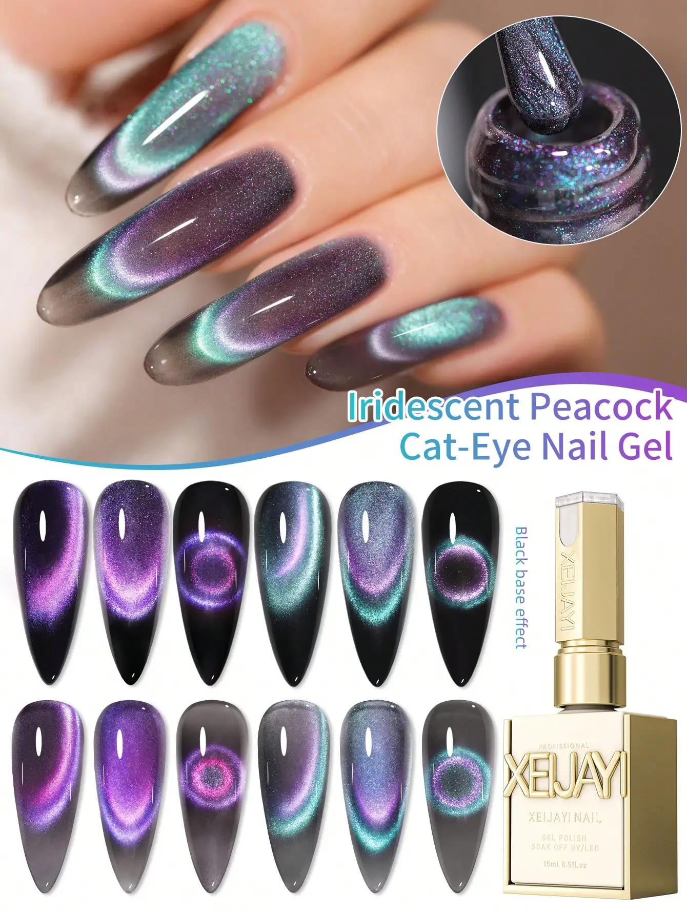 

XEIJAYI 2pcs Cat Eye Gel Nail Polish Glitter Sequins Nail Polish Removable UV Polish Nail Art Suitable For Nail Art Design