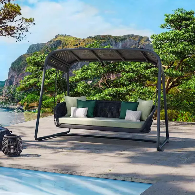 Superior Hotel Outdoor Hanging Basket Swing Courtyard Villa Garden Homestay Terrace Leisure Double Rattan Hanging Basket Sofa