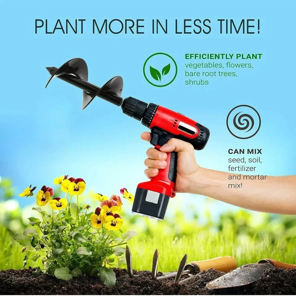 8 Sizes DIY Carbon Steel Planter Garden Auger Spiral Drill Bit Flower Planting Hole Digger Drill Bit Yard Gardening Bedding Saw