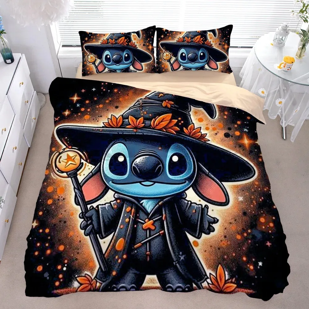 

Stitch Duvet Set Cartoon Bedding Set 2/3pcs Universal for Kids and Adults Cute Printed Duvet Cover Pillowcase 200x200cm
