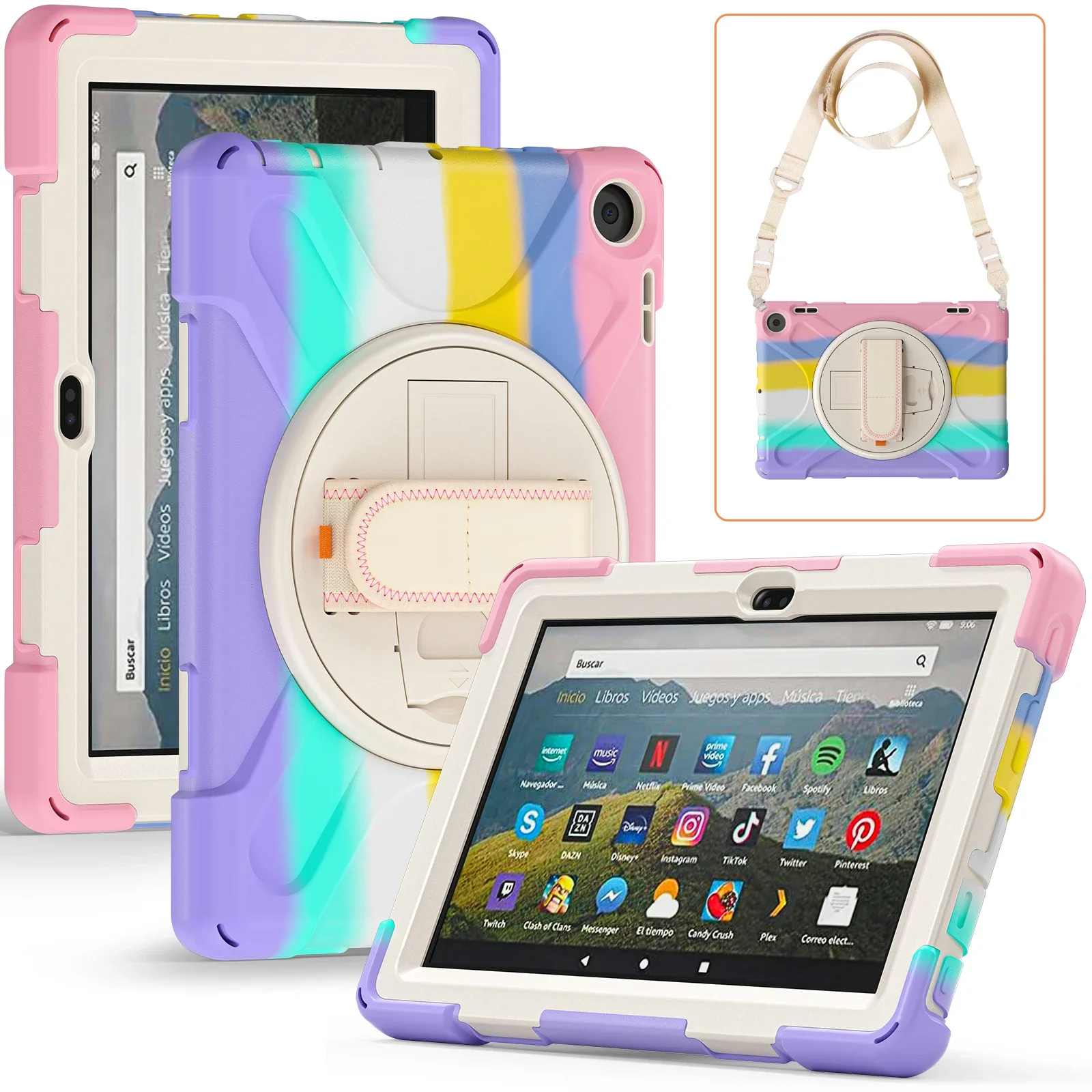 Funda Protectora Resistente a Impactos para Niños para Amazon Kindle Fire HD8 2024 2022 HD 8 Plus 2022 12.ª Gen. Funda para Tablet de 8 Pulgadas
