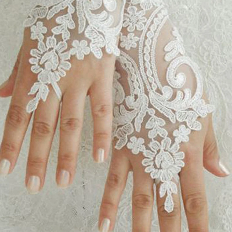 Nuovi guanti da sposa in pizzo da donna guanti da sera in filato a rete senza dita guanti eleganti guanti per feste di matrimonio ragazza breve