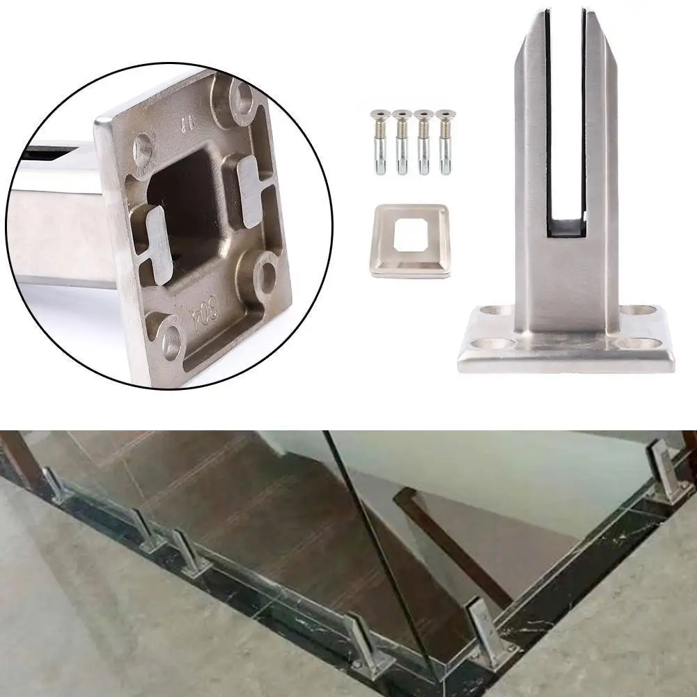 Stainless Steel Pool Clamp Glass Panel Pool Fence Staircase Bracket Spigot Balustrade Floor Deck Mount Support Clamp