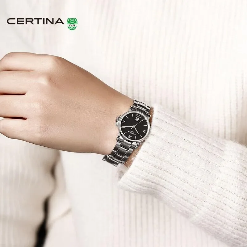 Certina 남성용 패션 벨트 스틸 밴드, 쿼츠 기계식 시계, 방수 비즈니스 간단한 시계, 골드 선물