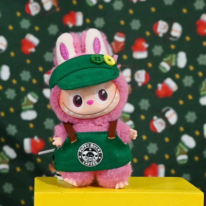 

Labubu Doll Clothing 10cm Third Generation Secret Code Box Starbucks Belted Dress Labubu Doll Clothing Doll Figurine