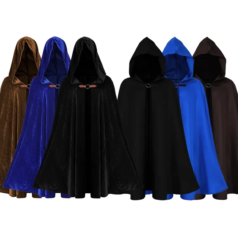 

Накидка с капюшоном в стиле Ренессанс, средневековый бархатный плащ на Хэллоуин, 4-цветный костюм для косплея; 2,c'4,h.