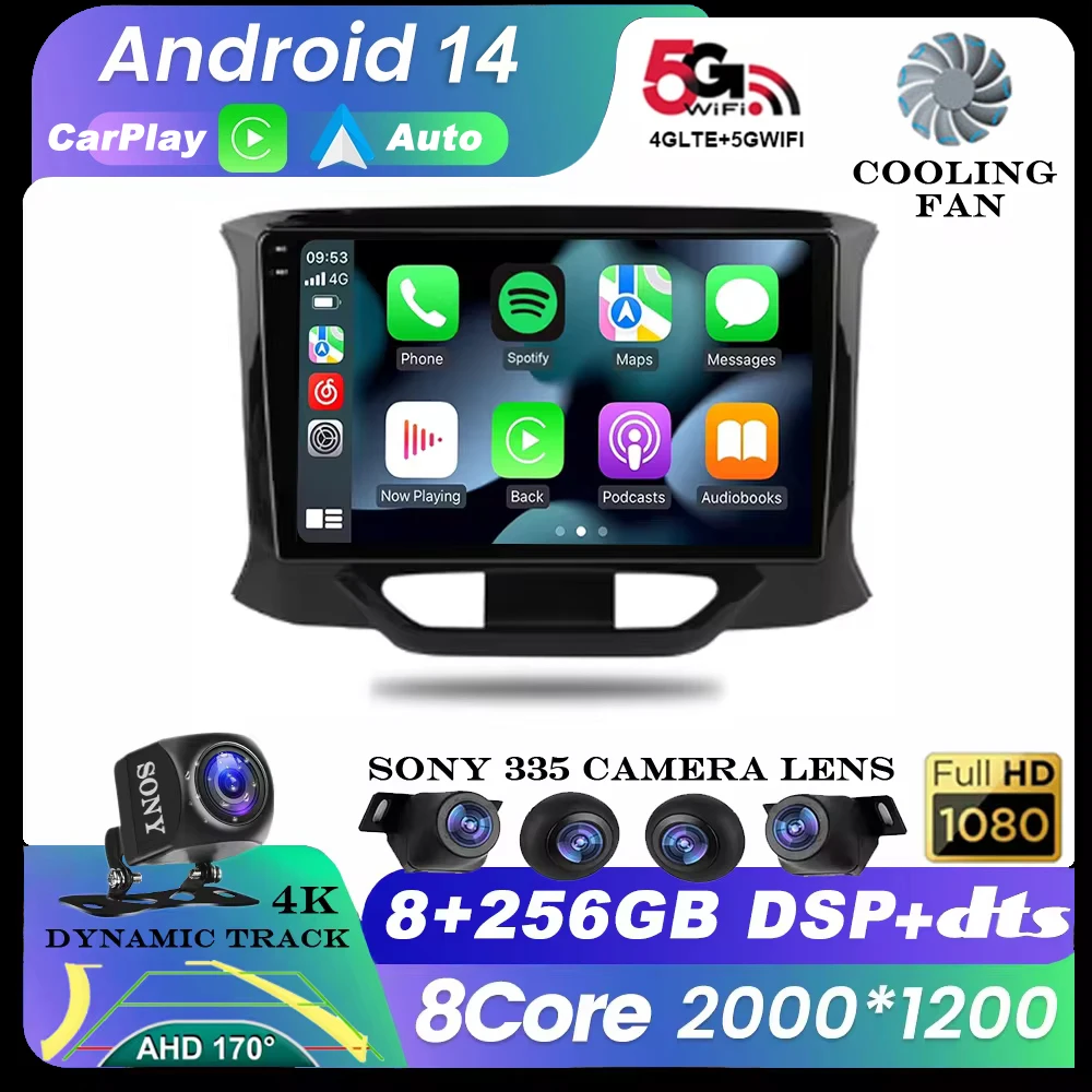 

Android 14 Car Radio Multimedia Video Player For LADA X Ray Xray 2015-2019 Navigation GPS Carplay Stereo QLED screen 360 Camera