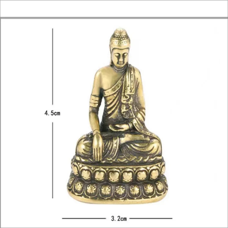 Vintage Shakyamuni-Figur aus Messing - Massive Miniatur-Skulptur mit detailliertem, strukturiertem Design, antike Ausführung, Dekoration für Zuhause – Detail 1