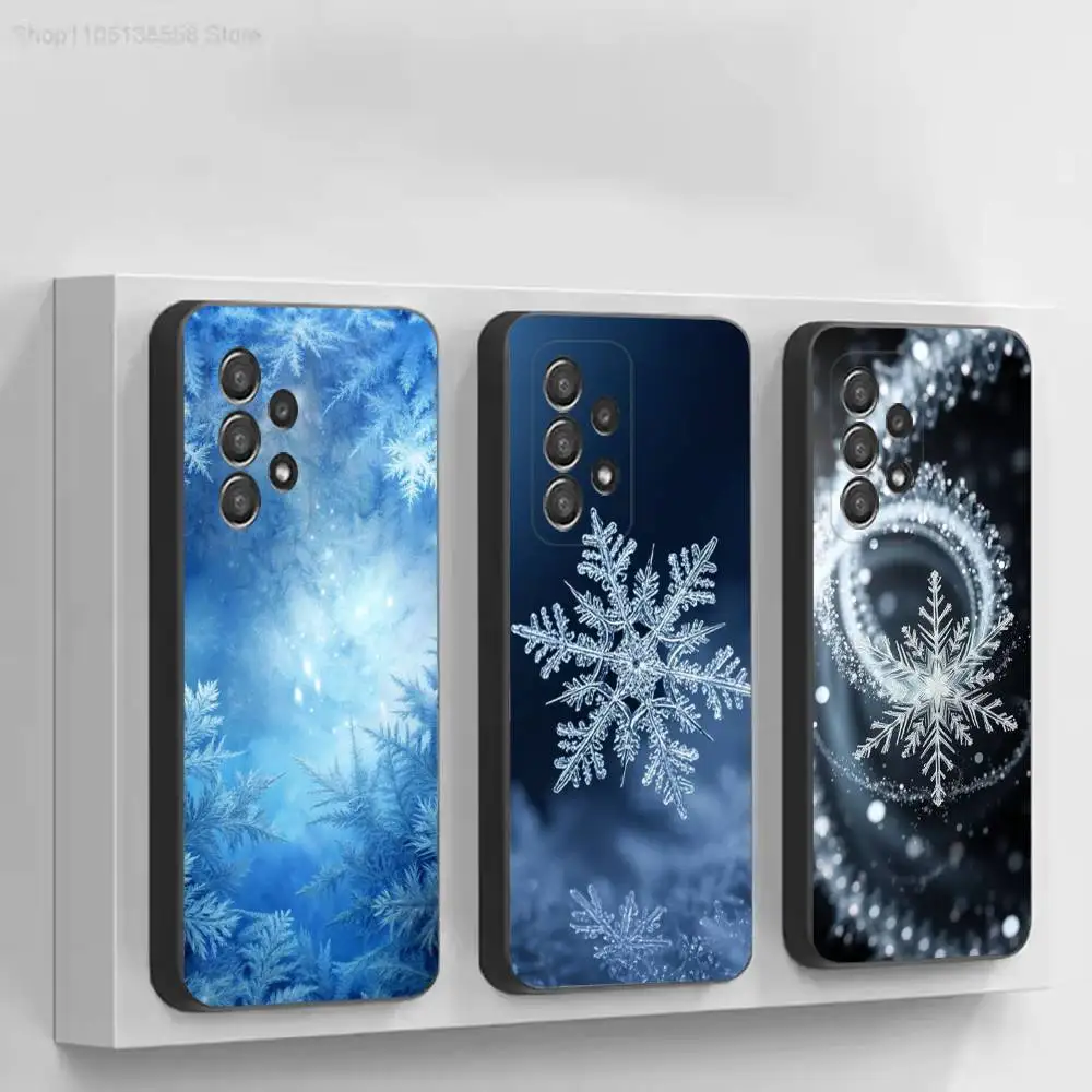 Snowflake Black Protective Cell Cover Soft case For Samsung S10,20,21,22,23,24,25,30Ultra Plus FE Lite
