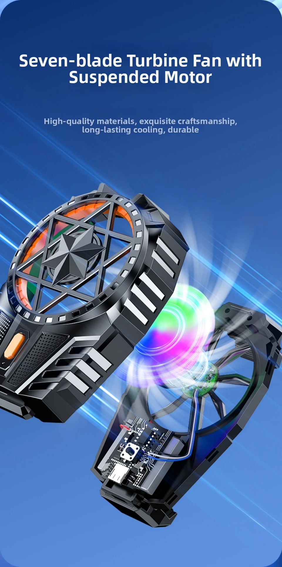 Mobile Phone Radiator Ice Cooler Magnetic Snap-On Cooling Fan RGB Lights Portable Game Cooler For Vlog Mobile Gaming