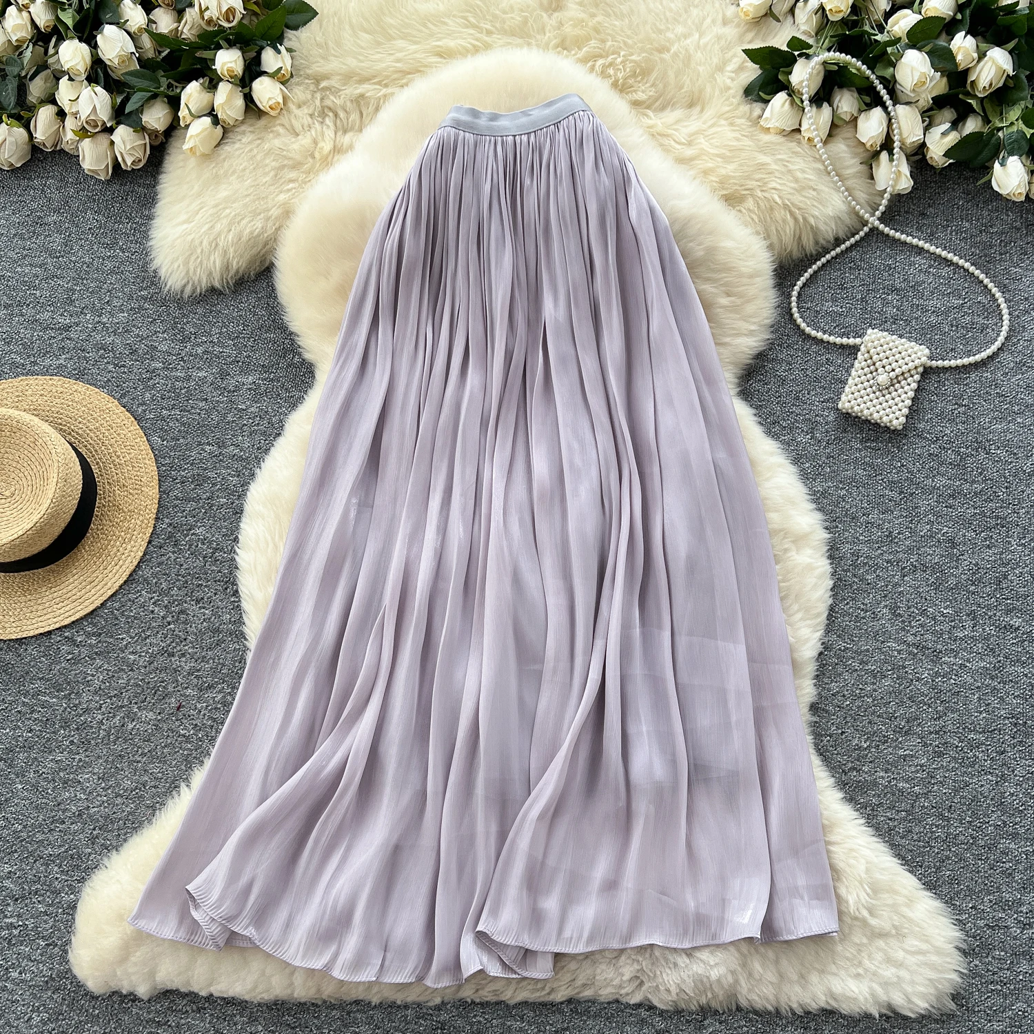 

Women Chic mesh A-line High Waist Fashion Vintage Wrap fairycore korean fashion skirt Spring Summer Clothing